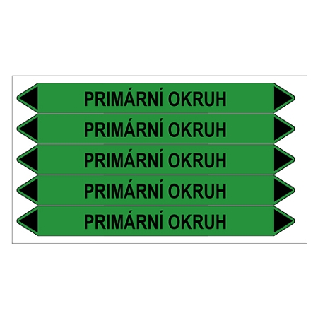 Značení potrubí, primární okruh,5 ks, 150 × 12 mm